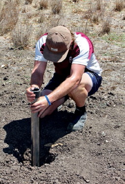 Taking soil cores as part of Dr Rhiannon Smith’s work on river red gums and their immense value to the landscape.