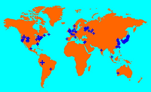 Worldwide Distribution of Geotechnical Centrifuges (Courtesy: CCORE, Canada, undated)